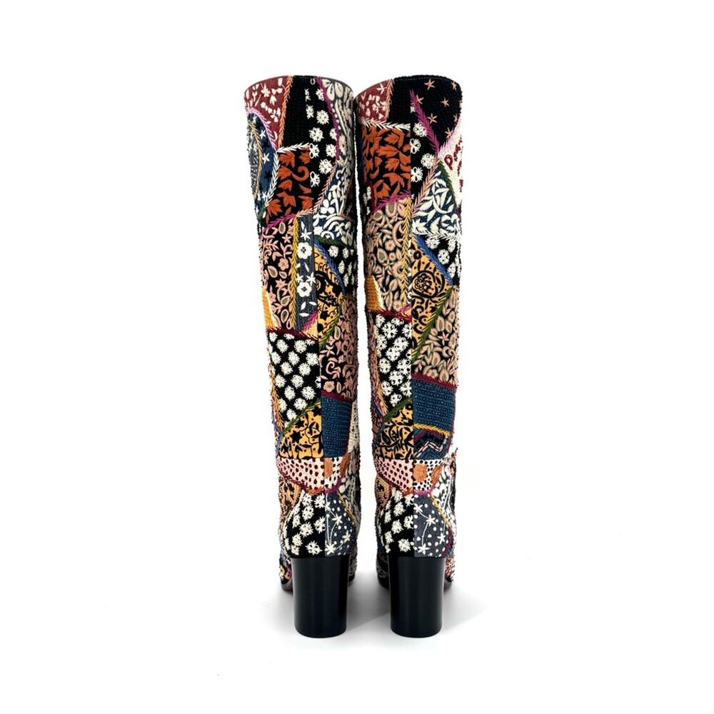 NEW Dior Diorage Patchwork Embroidered Beaded Peace Love Knee High Boots 36.5 - Picture 5 of 11